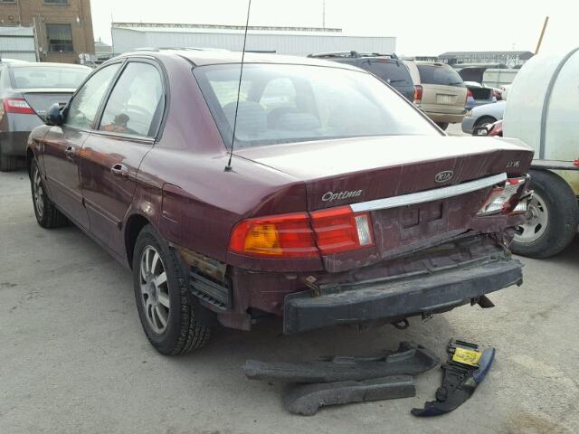 KNAGD128025130987 - 2002 KIA OPTIMA MAG MAROON photo 3