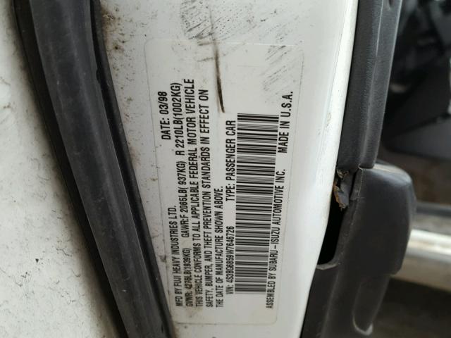 4S3BG6859W7646726 - 1998 SUBARU LEGACY 30T WHITE photo 10