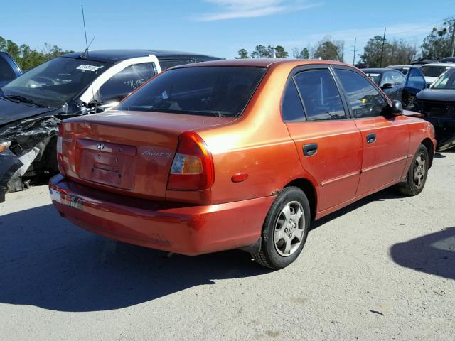 KMHCG45G3YU083073 - 2000 HYUNDAI ACCENT GL ORANGE photo 4