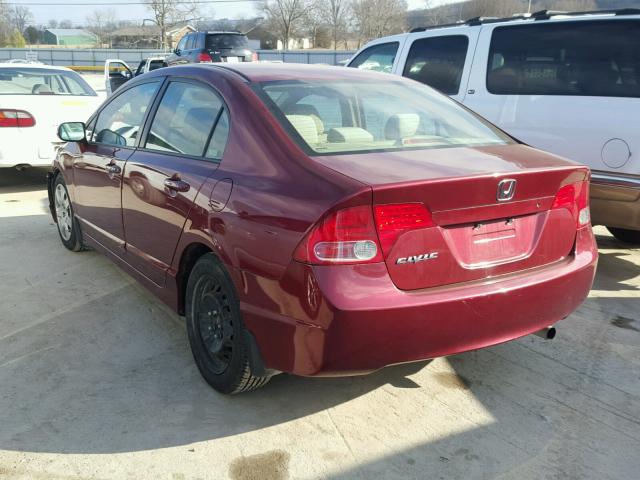 1HGFA16507L103932 - 2007 HONDA CIVIC LX MAROON photo 3