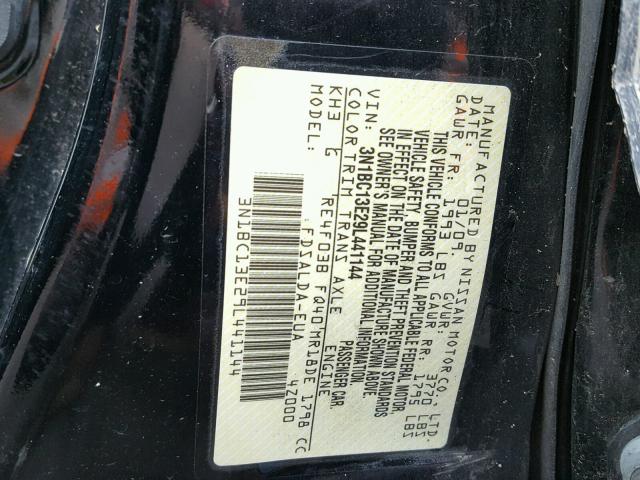 3N1BC13E29L441144 - 2009 NISSAN VERSA S BLACK photo 10