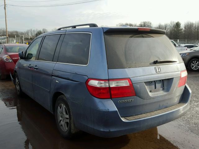 5FNRL387X7B126802 - 2007 HONDA ODYSSEY EX BLUE photo 3