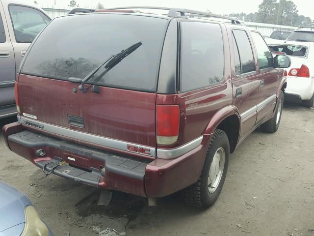 1GKCS13W512195780 - 2001 GMC JIMMY BURGUNDY photo 4