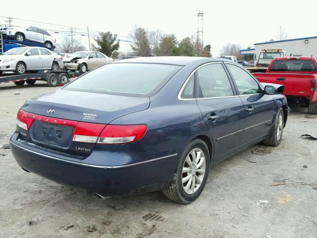 KMHFC46F37A162189 - 2007 HYUNDAI AZERA SE BLUE photo 4