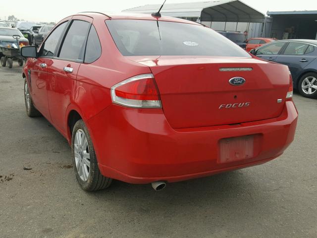 1FAHP35N08W220158 - 2008 FORD FOCUS SE RED photo 3