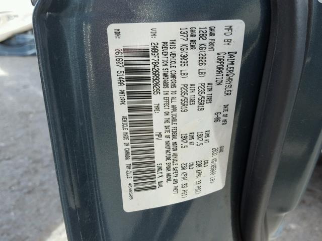 2A8GF78426R920295 - 2006 CHRYSLER PACIFICA L 绿色 照片 10