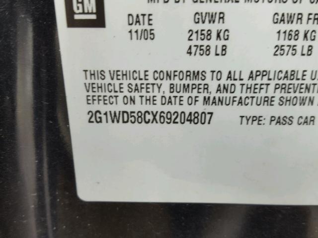 2G1WD58CX69204807 - 2006 CHEVROLET IMPALA SUP 黑色 照片 10