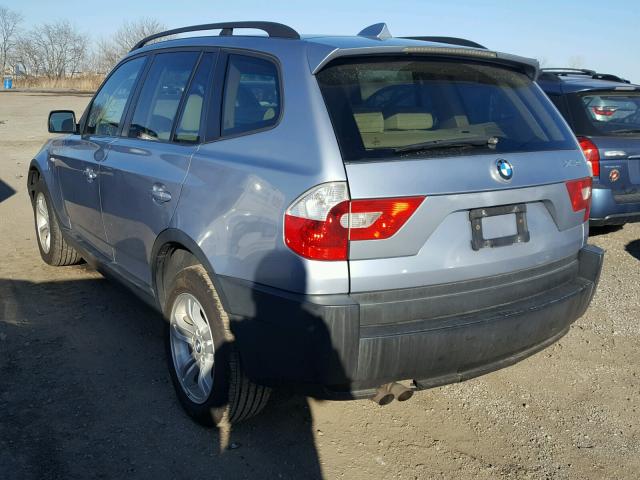 WBXPA93425WD03712 - 2005 BMW X3 3.0I BLUE photo 3