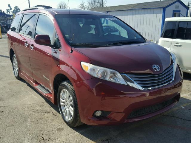 5TDYK3DC7DS380752 - 2013 TOYOTA SIENNA XLE MAROON photo 1