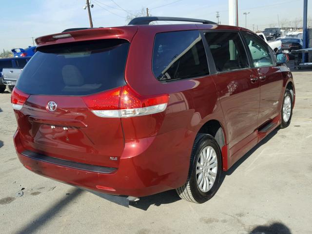 5TDYK3DC7DS380752 - 2013 TOYOTA SIENNA XLE MAROON photo 4