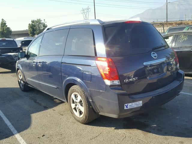 5N1BV28U17N141522 - 2007 NISSAN QUEST S BLUE photo 3