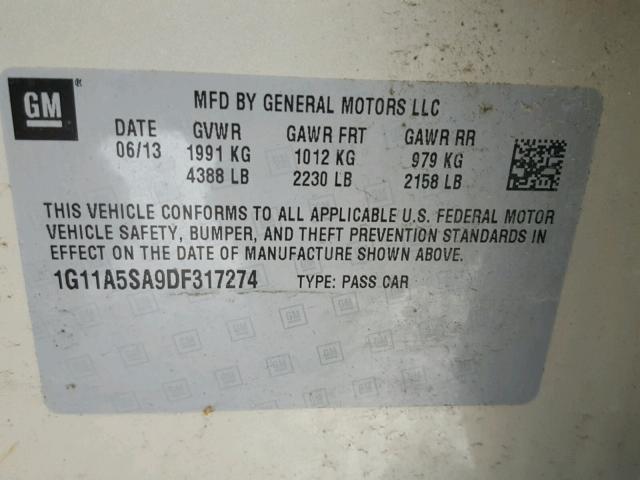 1G11A5SA9DF317274 - 2013 CHEVROLET MALIBU LS 金色 照片 10