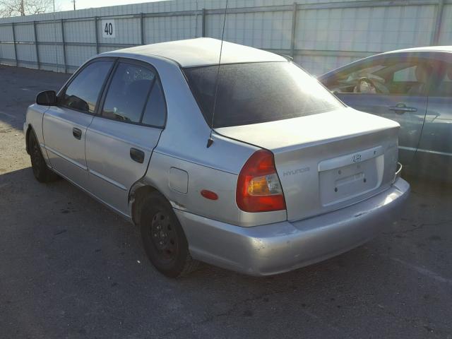 KMHCG45C51U212790 - 2001 HYUNDAI ACCENT GL GRAY photo 3