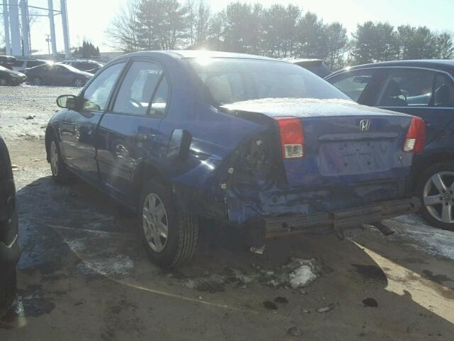 1HGES16324L013264 - 2004 HONDA CIVIC DX V BLUE photo 3