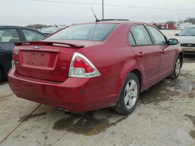 3FAHP07Z69R179862 - 2009 FORD FUSION SE RED photo 4