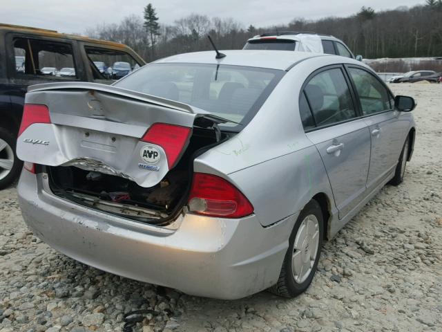 JHMFA36208S004047 - 2008 HONDA CIVIC HYBR SILVER photo 4