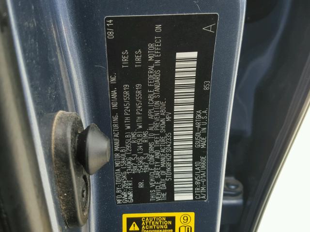 5TDYKRFH2FS042335 - 2015 TOYOTA HIGHLANDER BLUE photo 10