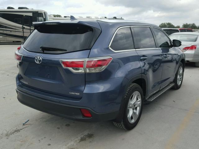 5TDYKRFH2FS042335 - 2015 TOYOTA HIGHLANDER BLUE photo 4