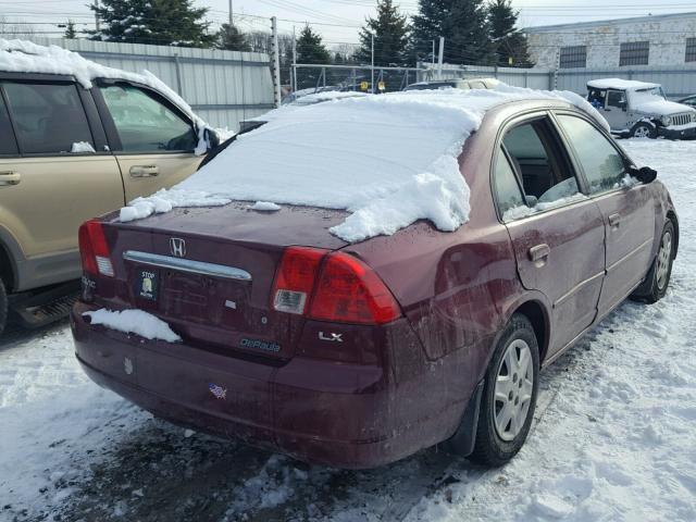 2HGES16553H535139 - 2003 HONDA CIVIC LX RED photo 4