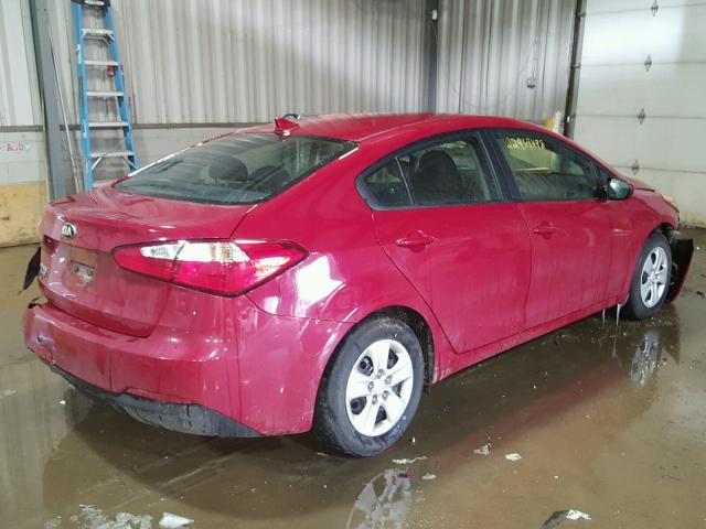 KNAFK4A63G5568168 - 2016 KIA FORTE LX RED photo 4