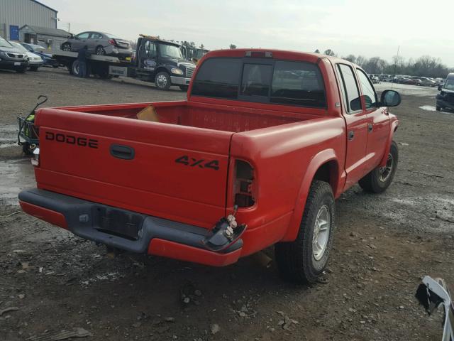 1B7HG2AZXYS604632 - 2000 DODGE DAKOTA QUA RED photo 4