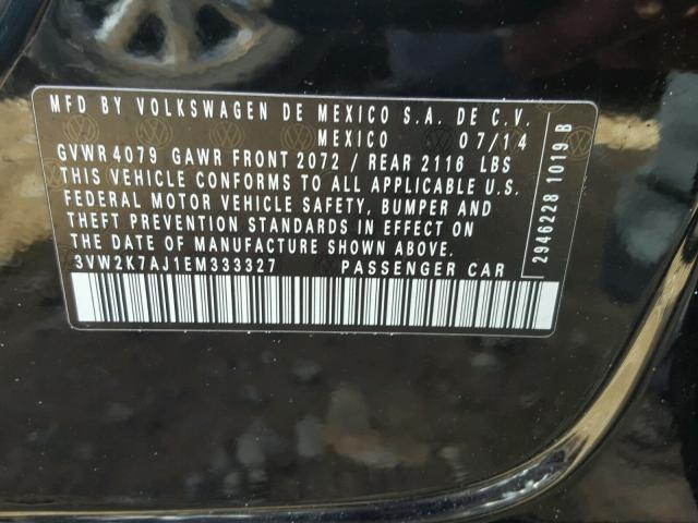 3VW2K7AJ1EM333327 - 2014 VOLKSWAGEN JETTA BASE შავი ფოტო 10
