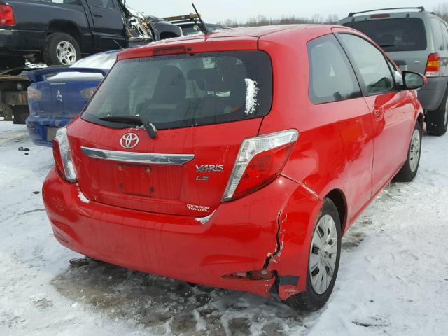 JTDJTUD37CD512522 - 2012 TOYOTA YARIS RED photo 4