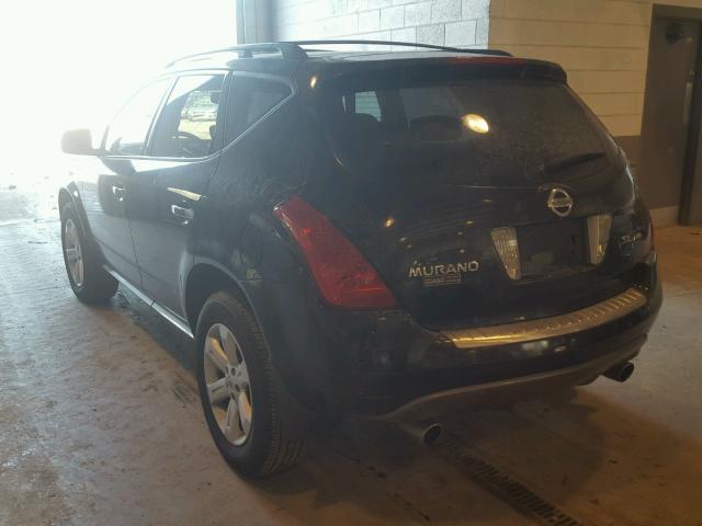 JN8AZ08W87W628600 - 2007 NISSAN MURANO SL BLACK photo 3