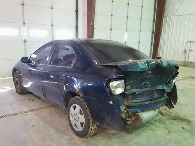 1B3ES26CX5D121326 - 2005 DODGE NEON BASE BLUE photo 3