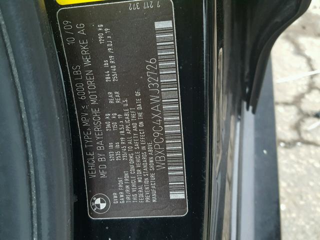 WBXPC9C4XAWJ32726 - 2010 BMW X3 XDRIVE3 Schwarz Foto 10