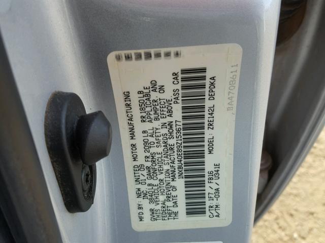 1NXBU40E89Z153677 - 2009 TOYOTA COROLLA BA SILVER photo 10