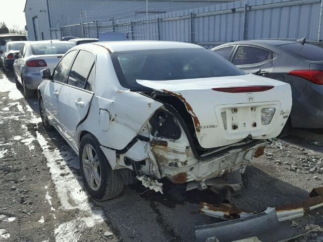 1HGCM56777A814428 - 2007 HONDA ACCORD EX WHITE photo 3