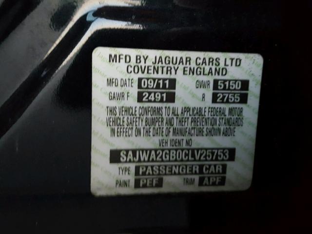 SAJWA2GB0CLV25753 - 2012 JAGUAR XJL BASE BLACK photo 10