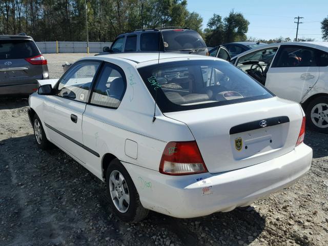 KMHCF35G61U079098 - 2001 HYUNDAI ACCENT L WHITE photo 3