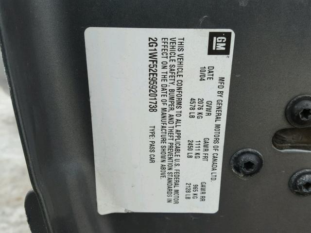 2G1WF52E959201738 - 2005 CHEVROLET IMPALA 灰色 照片 10