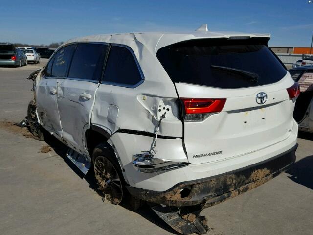 5TDZZRFH5HS217695 - 2017 TOYOTA HIGHLANDER WHITE photo 3