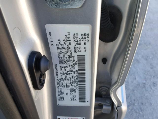 JTEBU14RX40055066 - 2004 TOYOTA 4RUNNER SR SILVER photo 10