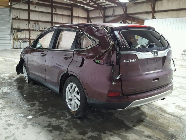 2HKRM3H54FH544297 - 2015 HONDA CR-V EX MAROON photo 3