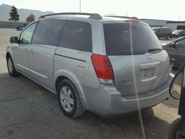 5N1BV28U65N132621 - 2005 NISSAN QUEST S SILVER photo 3