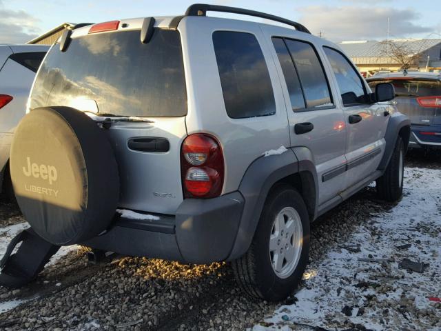 1J4GL48K17W676090 - 2007 JEEP LIBERTY SP SILVER photo 4