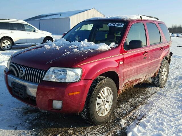 4M2CU57146KJ00834 - 2006 MERCURY MARINER BURGUNDY photo 2