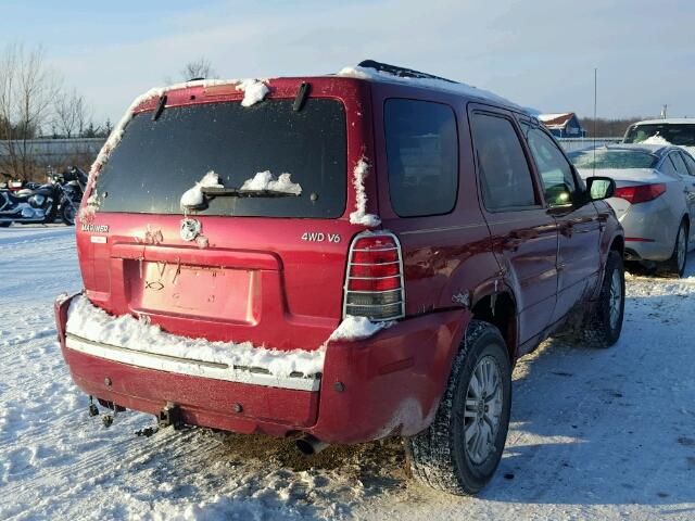 4M2CU57146KJ00834 - 2006 MERCURY MARINER BURGUNDY photo 4