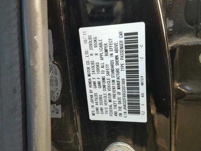 JH4CU2F89CC007489 - 2012 ACURA TSX SE BLACK photo 10