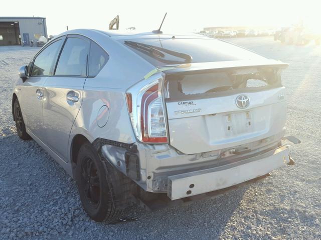 JTDKN3DU8D5556686 - 2013 TOYOTA PRIUS SILVER photo 3