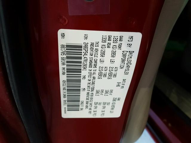 2A8GP54L47R120341 - 2007 CHRYSLER TOWN & COU RED photo 10