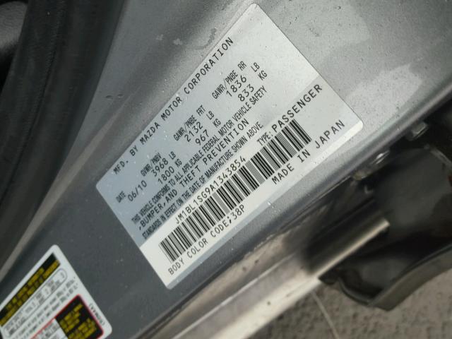 JM1BL1SG9A1343854 - 2010 MAZDA 3 I SILVER photo 10