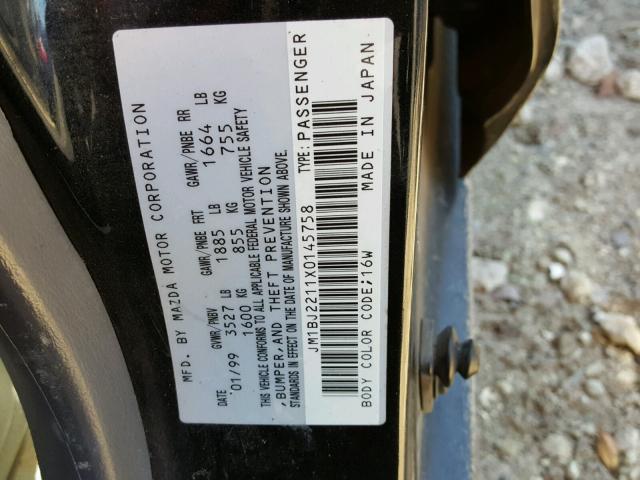 JM1BJ2211X0145758 - 1999 MAZDA PROTEGE ES BLACK photo 10