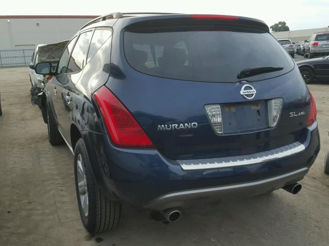 JN8AZ08W47W649072 - 2007 NISSAN MURANO SL BLUE photo 3