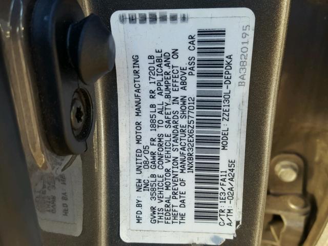 1NXBR32EX6Z577012 - 2006 TOYOTA COROLLA CE GRAY photo 10