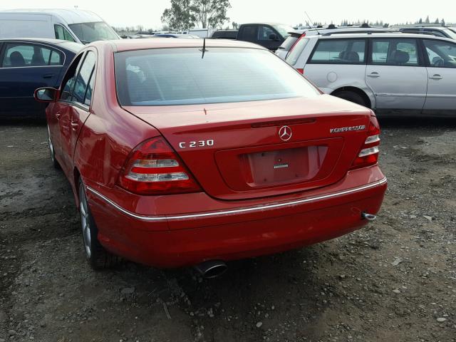 WDBRF40J45F558569 - 2005 MERCEDES-BENZ C 230K SPO RED photo 3